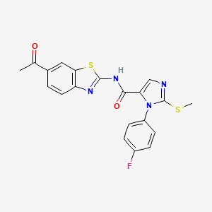 molecular formula C20H15FN4O2S2 B7404662 N-(6-acetyl-1,3-benzothiazol-2-yl)-3-(4-fluorophenyl)-2-methylsulfanylimidazole-4-carboxamide 