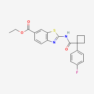 molecular formula C21H19FN2O3S B7404663 Ethyl 2-[[1-(4-fluorophenyl)cyclobutanecarbonyl]amino]-1,3-benzothiazole-6-carboxylate 