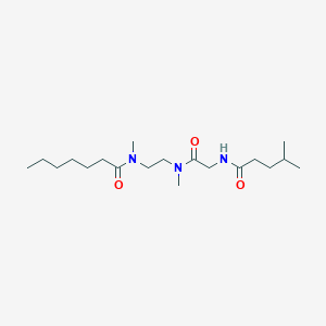 molecular formula C19H37N3O3 B7404672 N-methyl-N-[2-[methyl-[2-(4-methylpentanoylamino)acetyl]amino]ethyl]heptanamide 
