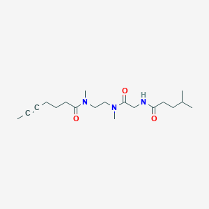 molecular formula C19H33N3O3 B7404675 N-methyl-N-[2-[methyl-[2-(4-methylpentanoylamino)acetyl]amino]ethyl]hept-5-ynamide 