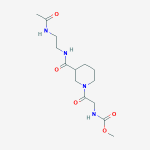 molecular formula C14H24N4O5 B7404693 methyl N-[2-[3-(2-acetamidoethylcarbamoyl)piperidin-1-yl]-2-oxoethyl]carbamate 