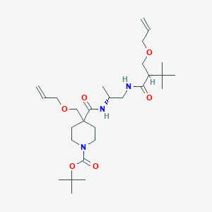 molecular formula C28H49N3O6 B7404724 tert-butyl 4-[[(2R)-1-[[3,3-dimethyl-2-(prop-2-enoxymethyl)butanoyl]amino]propan-2-yl]carbamoyl]-4-(prop-2-enoxymethyl)piperidine-1-carboxylate 