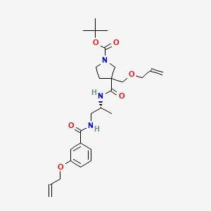 molecular formula C27H39N3O6 B7404737 tert-butyl 3-[[(2R)-1-[(3-prop-2-enoxybenzoyl)amino]propan-2-yl]carbamoyl]-3-(prop-2-enoxymethyl)pyrrolidine-1-carboxylate 