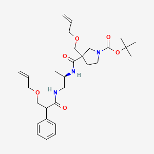 molecular formula C29H43N3O6 B7404756 tert-butyl 3-[[(2R)-1-[(2-phenyl-3-prop-2-enoxypropanoyl)amino]propan-2-yl]carbamoyl]-3-(prop-2-enoxymethyl)pyrrolidine-1-carboxylate 