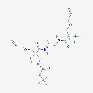 molecular formula C27H47N3O6 B7404764 tert-butyl 3-[[(2R)-1-[[3,3-dimethyl-2-(prop-2-enoxymethyl)butanoyl]amino]propan-2-yl]carbamoyl]-3-(prop-2-enoxymethyl)pyrrolidine-1-carboxylate 