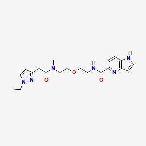 molecular formula C20H26N6O3 B7404807 N-[2-[2-[[2-(1-ethylpyrazol-3-yl)acetyl]-methylamino]ethoxy]ethyl]-1H-pyrrolo[3,2-b]pyridine-5-carboxamide 