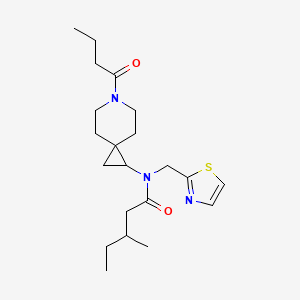 molecular formula C21H33N3O2S B7404830 N-(6-butanoyl-6-azaspiro[2.5]octan-2-yl)-3-methyl-N-(1,3-thiazol-2-ylmethyl)pentanamide 