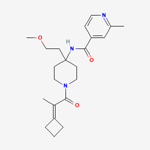 molecular formula C22H31N3O3 B7404836 N-[1-(2-cyclobutylidenepropanoyl)-4-(2-methoxyethyl)piperidin-4-yl]-2-methylpyridine-4-carboxamide 