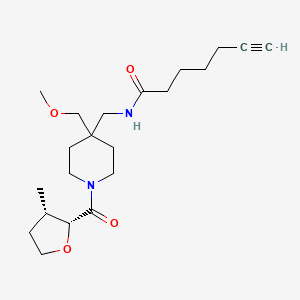 molecular formula C21H34N2O4 B7404857 N-[[4-(methoxymethyl)-1-[(2R,3S)-3-methyloxolane-2-carbonyl]piperidin-4-yl]methyl]hept-6-ynamide 