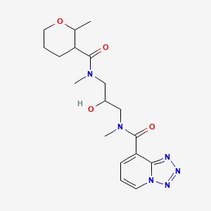 molecular formula C18H26N6O4 B7404895 N-[2-hydroxy-3-[methyl-(2-methyloxane-3-carbonyl)amino]propyl]-N-methyltetrazolo[1,5-a]pyridine-8-carboxamide 