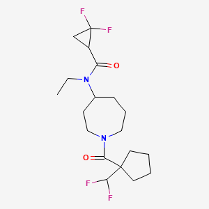 molecular formula C19H28F4N2O2 B7404898 N-[1-[1-(difluoromethyl)cyclopentanecarbonyl]azepan-4-yl]-N-ethyl-2,2-difluorocyclopropane-1-carboxamide 