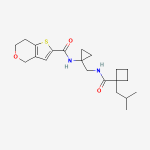 molecular formula C21H30N2O3S B7404902 N-[1-[[[1-(2-methylpropyl)cyclobutanecarbonyl]amino]methyl]cyclopropyl]-6,7-dihydro-4H-thieno[3,2-c]pyran-2-carboxamide 
