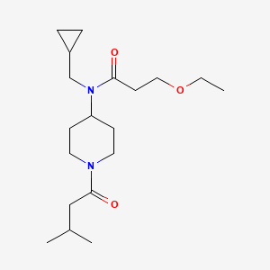 molecular formula C19H34N2O3 B7404914 N-(cyclopropylmethyl)-3-ethoxy-N-[1-(3-methylbutanoyl)piperidin-4-yl]propanamide 