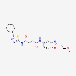 molecular formula C22H27N5O4S B7404985 N'-(5-cyclohexyl-1,3,4-thiadiazol-2-yl)-N-[2-(2-methoxyethyl)-1,3-benzoxazol-5-yl]butanediamide 