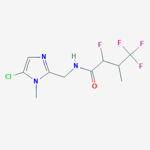 molecular formula C10H12ClF4N3O B7405032 N-[(5-chloro-1-methylimidazol-2-yl)methyl]-2,4,4,4-tetrafluoro-3-methylbutanamide 
