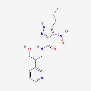 molecular formula C15H19N5O4 B7405052 N-(3-hydroxy-2-pyridin-3-ylpropyl)-4-nitro-5-propyl-1H-pyrazole-3-carboxamide 