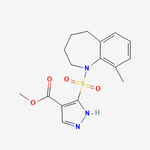 molecular formula C16H19N3O4S B7405091 methyl 5-[(9-methyl-2,3,4,5-tetrahydro-1-benzazepin-1-yl)sulfonyl]-1H-pyrazole-4-carboxylate 