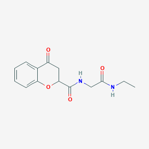 molecular formula C14H16N2O4 B7405105 N-[2-(ethylamino)-2-oxoethyl]-4-oxo-2,3-dihydrochromene-2-carboxamide 