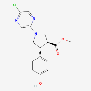 molecular formula C16H16ClN3O3 B7405152 methyl (3S,4R)-1-(5-chloropyrazin-2-yl)-4-(4-hydroxyphenyl)pyrrolidine-3-carboxylate 