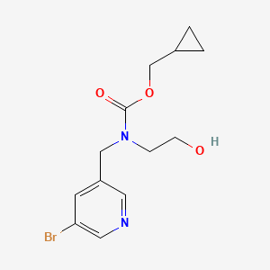 molecular formula C13H17BrN2O3 B7405197 cyclopropylmethyl N-[(5-bromopyridin-3-yl)methyl]-N-(2-hydroxyethyl)carbamate 