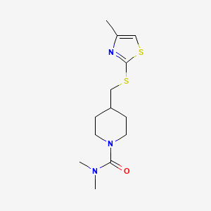 molecular formula C13H21N3OS2 B7405260 N,N-dimethyl-4-[(4-methyl-1,3-thiazol-2-yl)sulfanylmethyl]piperidine-1-carboxamide 