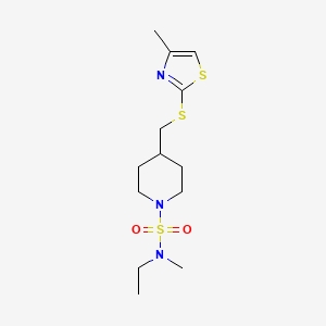 molecular formula C13H23N3O2S3 B7405277 N-ethyl-N-methyl-4-[(4-methyl-1,3-thiazol-2-yl)sulfanylmethyl]piperidine-1-sulfonamide 