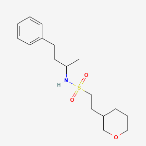 molecular formula C17H27NO3S B7405298 2-(oxan-3-yl)-N-(4-phenylbutan-2-yl)ethanesulfonamide 
