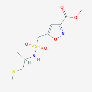 molecular formula C10H16N2O5S2 B7405357 Methyl 5-(1-methylsulfanylpropan-2-ylsulfamoylmethyl)-1,2-oxazole-3-carboxylate 