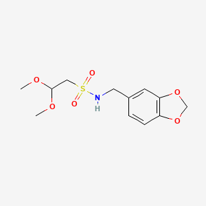 molecular formula C12H17NO6S B7405359 N-(1,3-benzodioxol-5-ylmethyl)-2,2-dimethoxyethanesulfonamide 