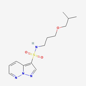 molecular formula C13H20N4O3S B7405395 N-[3-(2-methylpropoxy)propyl]pyrazolo[1,5-b]pyridazine-3-sulfonamide 