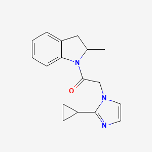 molecular formula C17H19N3O B7405479 2-(2-Cyclopropylimidazol-1-yl)-1-(2-methyl-2,3-dihydroindol-1-yl)ethanone 