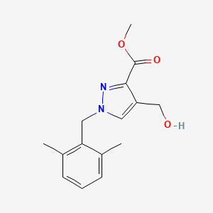 molecular formula C15H18N2O3 B7405483 Methyl 1-[(2,6-dimethylphenyl)methyl]-4-(hydroxymethyl)pyrazole-3-carboxylate 