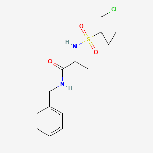 molecular formula C14H19ClN2O3S B7405497 N-benzyl-2-[[1-(chloromethyl)cyclopropyl]sulfonylamino]propanamide 