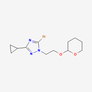 molecular formula C12H18BrN3O2 B7405504 5-Bromo-3-cyclopropyl-1-[2-(oxan-2-yloxy)ethyl]-1,2,4-triazole 