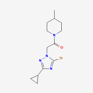 molecular formula C13H19BrN4O B7405512 2-(5-Bromo-3-cyclopropyl-1,2,4-triazol-1-yl)-1-(4-methylpiperidin-1-yl)ethanone 