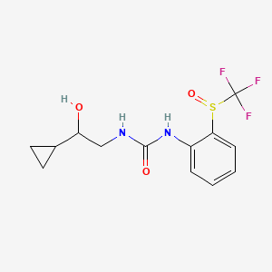 molecular formula C13H15F3N2O3S B7405525 1-(2-Cyclopropyl-2-hydroxyethyl)-3-[2-(trifluoromethylsulfinyl)phenyl]urea 