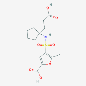 molecular formula C14H19NO7S B7405568 4-[[1-(2-Carboxyethyl)cyclopentyl]sulfamoyl]-5-methylfuran-2-carboxylic acid 