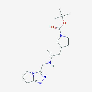 molecular formula C18H31N5O2 B7405597 tert-butyl 3-[2-(6,7-dihydro-5H-pyrrolo[2,1-c][1,2,4]triazol-3-ylmethylamino)propyl]pyrrolidine-1-carboxylate 