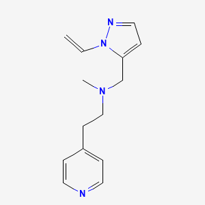 molecular formula C14H18N4 B7405610 N-[(2-ethenylpyrazol-3-yl)methyl]-N-methyl-2-pyridin-4-ylethanamine 