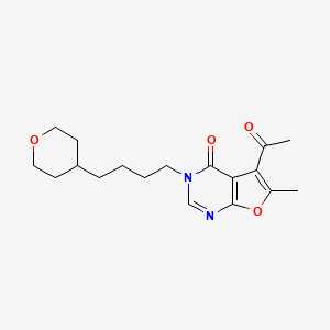 molecular formula C18H24N2O4 B7405742 5-Acetyl-6-methyl-3-[4-(oxan-4-yl)butyl]furo[2,3-d]pyrimidin-4-one 