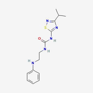 molecular formula C14H19N5OS B7405916 1-(2-Anilinoethyl)-3-(3-propan-2-yl-1,2,4-thiadiazol-5-yl)urea 