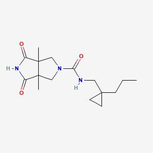 molecular formula C16H25N3O3 B7406046 3a,6a-dimethyl-1,3-dioxo-N-[(1-propylcyclopropyl)methyl]-4,6-dihydropyrrolo[3,4-c]pyrrole-5-carboxamide 