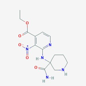 molecular formula C14H19N5O5 B7406049 Ethyl 2-[(3-carbamoylpiperidin-3-yl)amino]-3-nitropyridine-4-carboxylate 