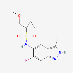 molecular formula C12H13ClFN3O3S B7406104 N-(3-chloro-6-fluoro-2H-indazol-5-yl)-1-(methoxymethyl)cyclopropane-1-sulfonamide 