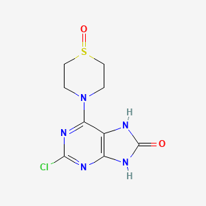 molecular formula C9H10ClN5O2S B7406152 2-Chloro-6-(1-oxo-1,4-thiazinan-4-yl)-7,9-dihydropurin-8-one 