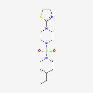molecular formula C14H26N4O2S2 B7406315 2-[4-(4-Ethylpiperidin-1-yl)sulfonylpiperazin-1-yl]-4,5-dihydro-1,3-thiazole 