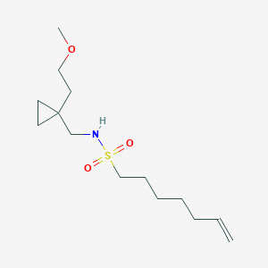 molecular formula C14H27NO3S B7406590 N-[[1-(2-methoxyethyl)cyclopropyl]methyl]hept-6-ene-1-sulfonamide 