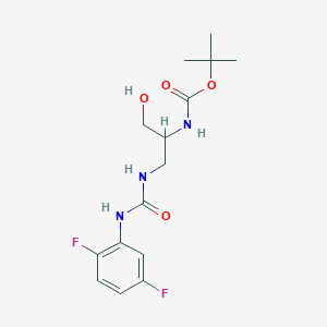 molecular formula C15H21F2N3O4 B7406695 tert-butyl N-[1-[(2,5-difluorophenyl)carbamoylamino]-3-hydroxypropan-2-yl]carbamate 