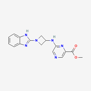 molecular formula C16H16N6O2 B7406891 methyl 6-[[1-(1H-benzimidazol-2-yl)azetidin-3-yl]amino]pyrazine-2-carboxylate 