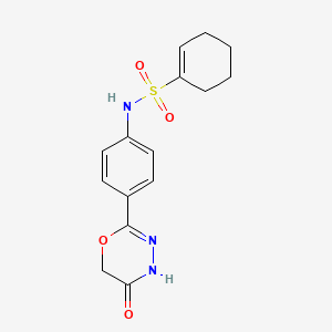 molecular formula C15H17N3O4S B7407187 N-[4-(5-oxo-4H-1,3,4-oxadiazin-2-yl)phenyl]cyclohexene-1-sulfonamide 